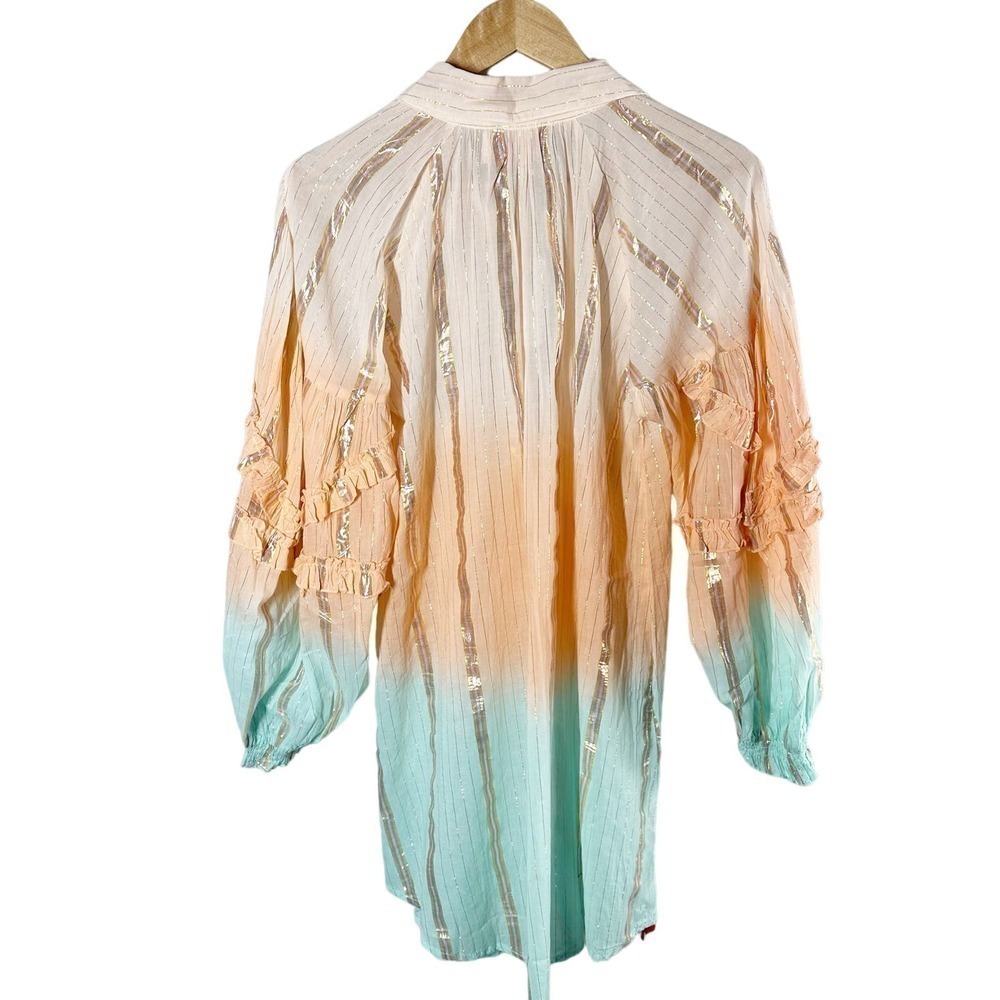 Miss June Paris Ombre Shirt Casual Dress Coral - Picture 2 of 14